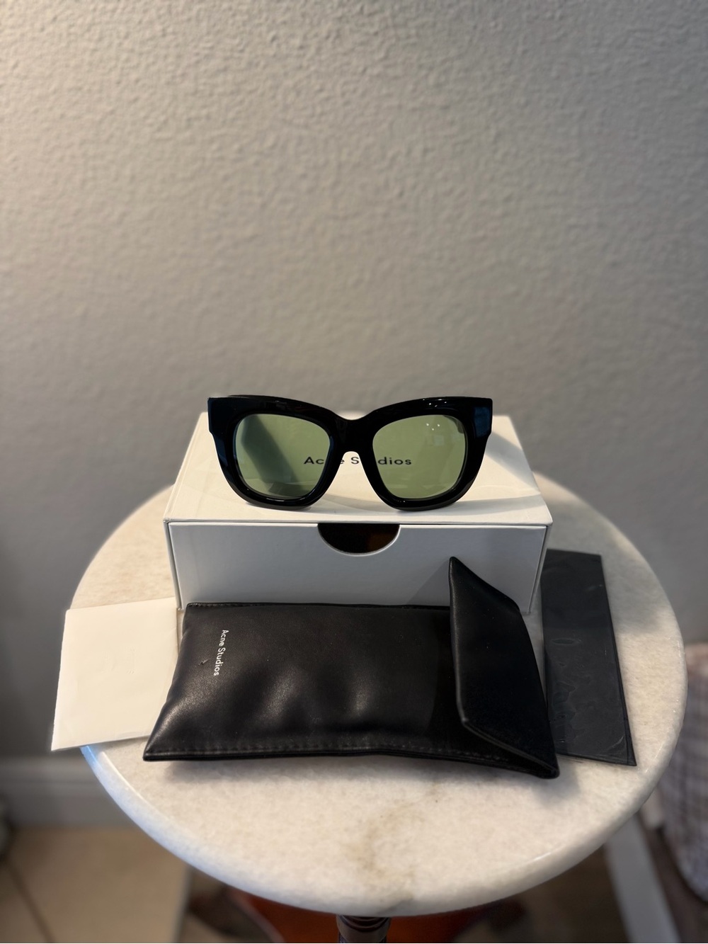Acne Studio Library Oversized Black Sunglasses with Green Lenses